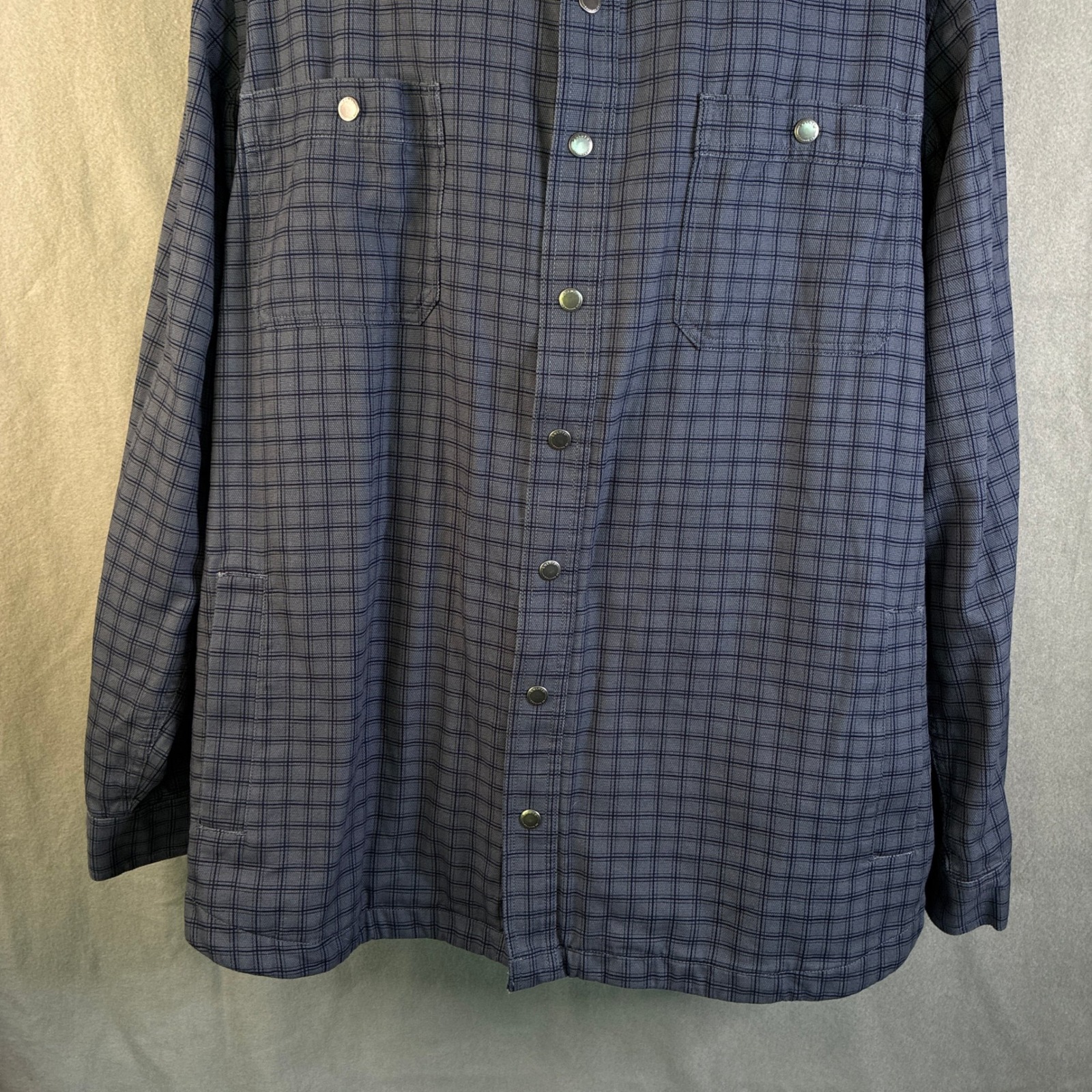 Duluth Trading Co Fire Hose Flannel Lined Shirt Shacket 2xl Tall Blue Grey Grid — image 4 of 8